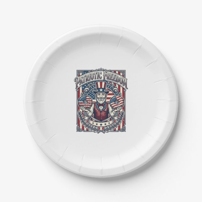 Patriotic Doughnut Lover Vector Graphic Tee_1 Paper Plate (Front)