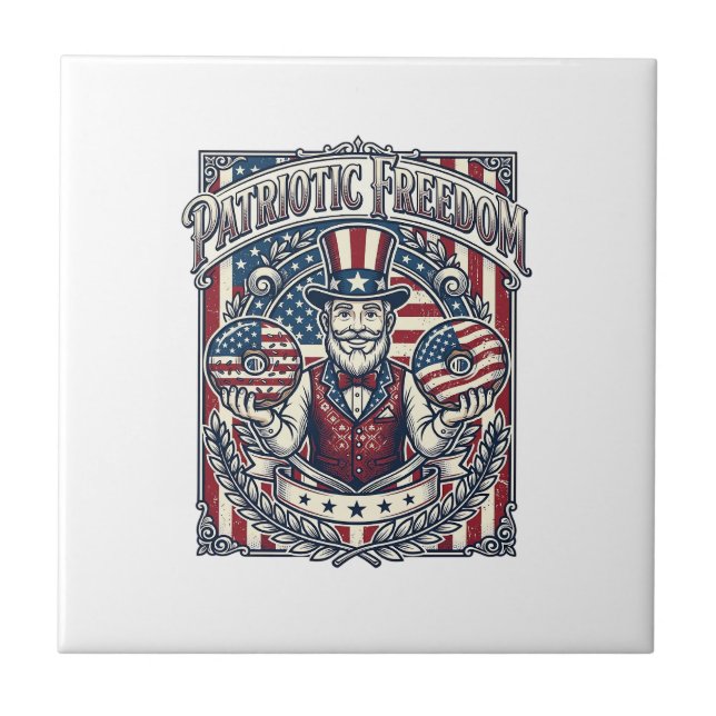 Patriotic Doughnut Lover Vector Graphic Tee_1 Tile (Front)
