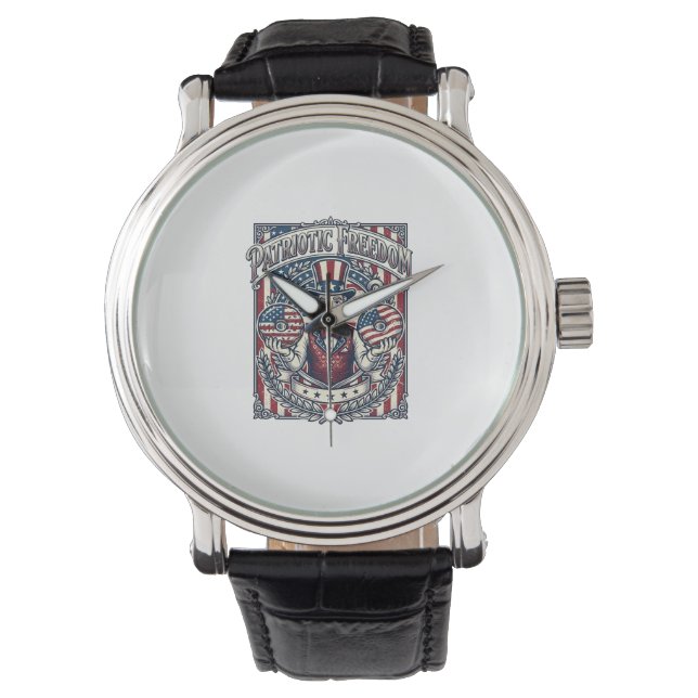 Patriotic Doughnut Lover Vector Graphic Tee_1 Watch (Front)