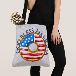 Patriotic Doughnut - See Back Tote Bag
