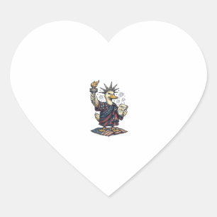 Patriotic Duck 4th of July Vintage T-Shirt Design_ Heart Sticker