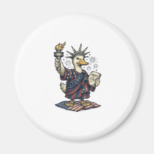 Patriotic Duck 4th of July Vintage T-Shirt Design_ Magnet