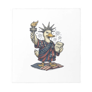 Patriotic Duck 4th of July Vintage T-Shirt Design_ Notepad