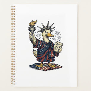 Patriotic Duck 4th of July Vintage T-Shirt Design_ Planner