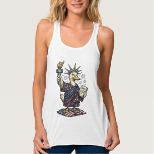 Patriotic Duck 4th of July Vintage T-Shirt Design_ Singlet