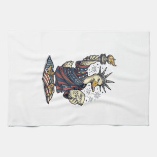 Patriotic Duck 4th of July Vintage T-Shirt Design_ Tea Towel