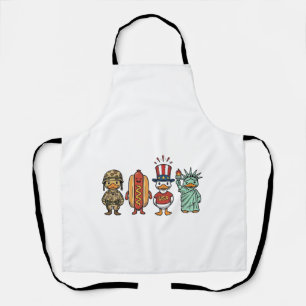Patriotic Duck and Hot Dog Vintage Vector Shirt_1 Apron