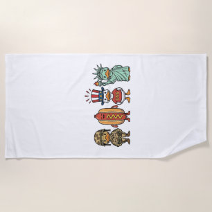 Patriotic Duck and Hot Dog Vintage Vector Shirt_1 Beach Towel