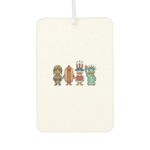 Patriotic Duck and Hot Dog Vintage Vector Shirt_1 Car Air Freshener
