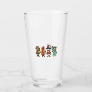 Patriotic Duck and Hot Dog Vintage Vector Shirt_1 Glass