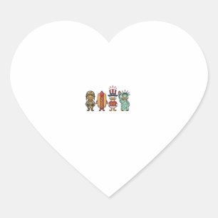 Patriotic Duck and Hot Dog Vintage Vector Shirt_1 Heart Sticker