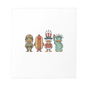 Patriotic Duck and Hot Dog Vintage Vector Shirt_1 Notepad