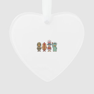 Patriotic Duck and Hot Dog Vintage Vector Shirt_1 Ornament