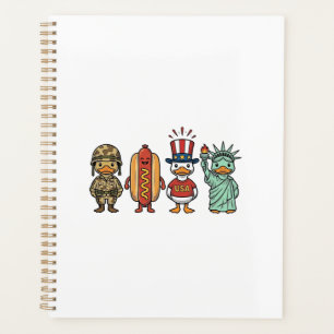 Patriotic Duck and Hot Dog Vintage Vector Shirt_1 Planner