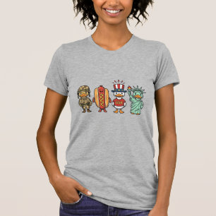 Patriotic Duck and Hot Dog Vintage Vector Shirt_1 T-Shirt