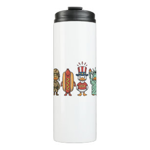 Patriotic Duck and Hot Dog Vintage Vector Shirt_1 Thermal Tumbler