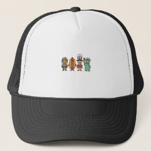 Patriotic Duck and Hot Dog Vintage Vector Shirt_1 Trucker Hat