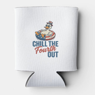 Patriotic Duck Fourth of July Floatie Shirt Design Can Cooler