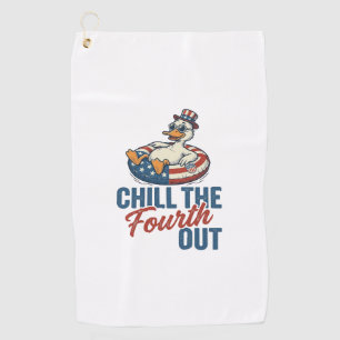Patriotic Duck Fourth of July Floatie Shirt Design Golf Towel