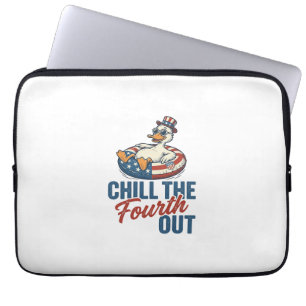 Patriotic Duck Fourth of July Floatie Shirt Design Laptop Sleeve