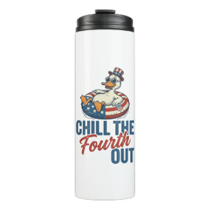Patriotic Duck Fourth of July Floatie Shirt Design Thermal Tumbler