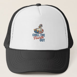 Patriotic Duck Fourth of July Floatie Shirt Design Trucker Hat