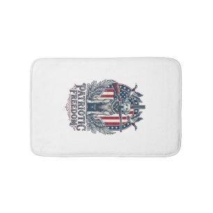 Patriotic Duck Hunter Dog Vector Graphic Tee_1 Bath Mat
