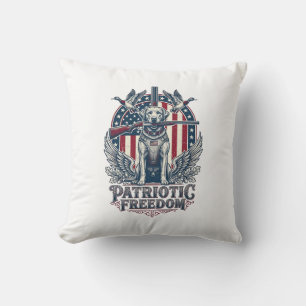 Patriotic Duck Hunter Dog Vector Graphic Tee_1 Cushion
