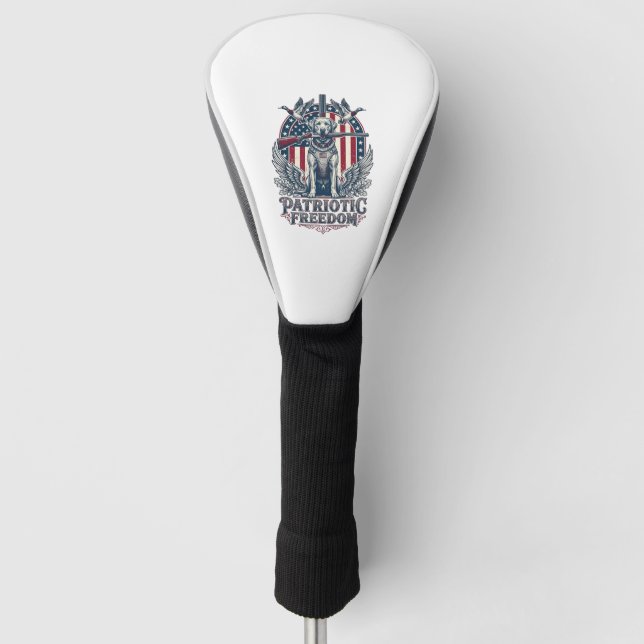 Patriotic Duck Hunter Dog Vector Graphic Tee_1 Golf Head Cover (Front)
