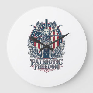 Patriotic Duck Hunter Dog Vector Graphic Tee_1 Large Clock