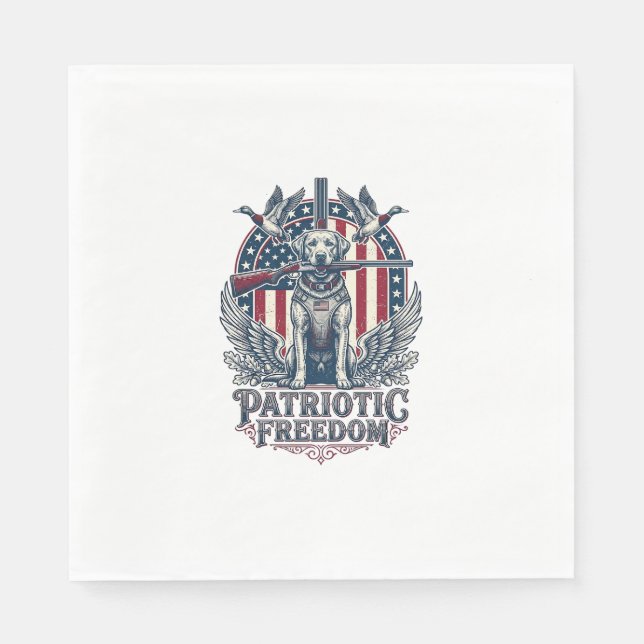 Patriotic Duck Hunter Dog Vector Graphic Tee_1 Napkin (Front)
