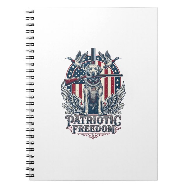 Patriotic Duck Hunter Dog Vector Graphic Tee_1 Notebook (Front)