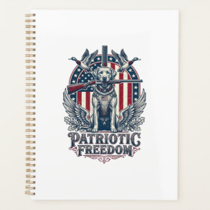 Patriotic Duck Hunter Dog Vector Graphic Tee_1 Planner