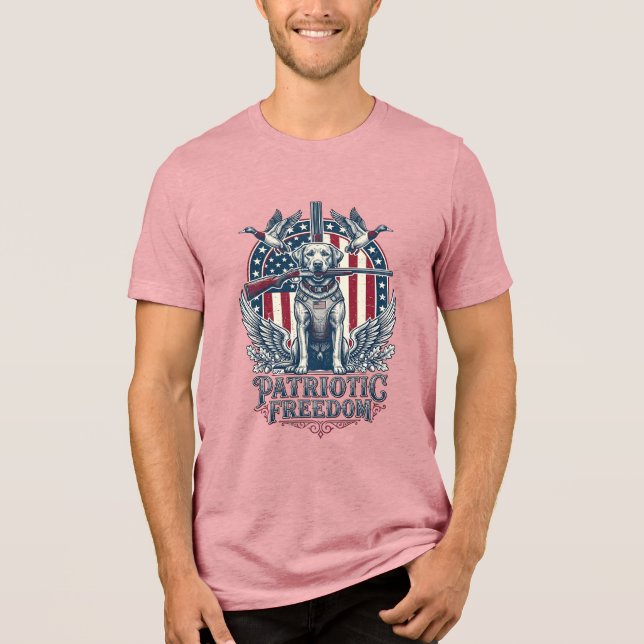 Patriotic Duck Hunter Dog Vector Graphic Tee_1 Tri-Blend Shirt (Front)