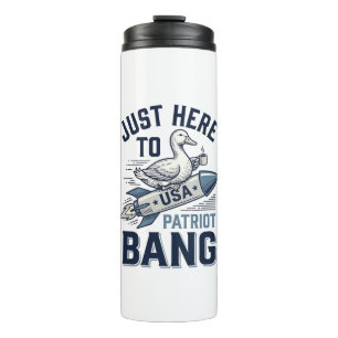 Patriotic Duck Rocket Vintage Vector Shirt Design_ Thermal Tumbler