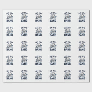Patriotic Duck Rocket Vintage Vector Shirt Design_ Wrapping Paper