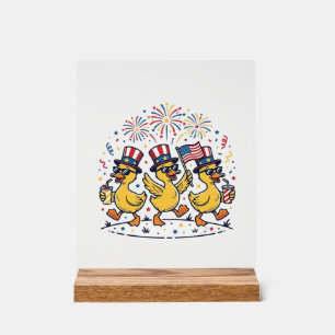 Patriotic Duck Trio Vintage 4th of July Shirt Desi Acrylic Sign