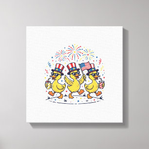 Patriotic Duck Trio Vintage 4th of July Shirt Desi Canvas Print
