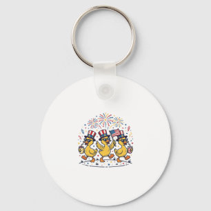 Patriotic Duck Trio Vintage 4th of July Shirt Desi Key Ring