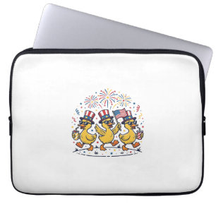 Patriotic Duck Trio Vintage 4th of July Shirt Desi Laptop Sleeve