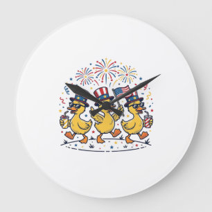 Patriotic Duck Trio Vintage 4th of July Shirt Desi Large Clock