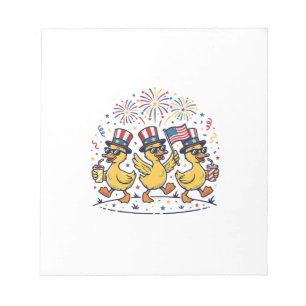 Patriotic Duck Trio Vintage 4th of July Shirt Desi Notepad