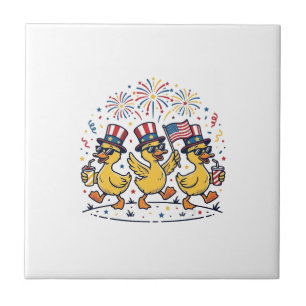 Patriotic Duck Trio Vintage 4th of July Shirt Desi Tile