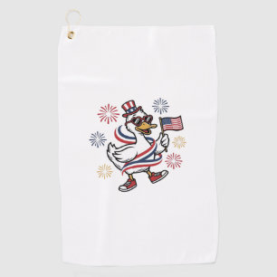 Patriotic Duck Vintage Engraving T-Shirt Design_1 Golf Towel