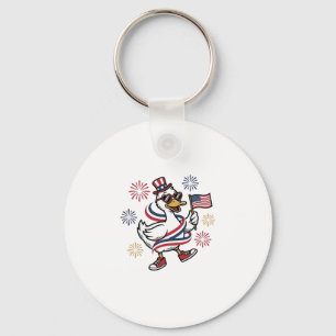 Patriotic Duck Vintage Engraving T-Shirt Design_1 Key Ring