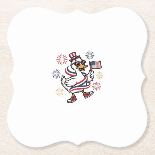Patriotic Duck Vintage Engraving T-Shirt Design_1 Paper Coaster
