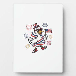 Patriotic Duck Vintage Engraving T-Shirt Design_1 Plaque
