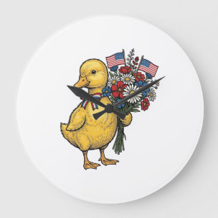 Patriotic Duckling Flower Bouquet Vintage Shirt De Large Clock