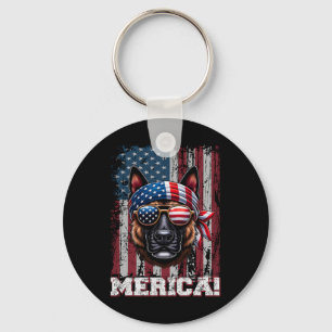 Patriotic Dutch Shepherd Dog Lover Us Flag Indepen Key Ring