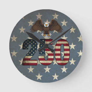 Patriotic Eagle 250 USA Semiquincentennial Round Clock